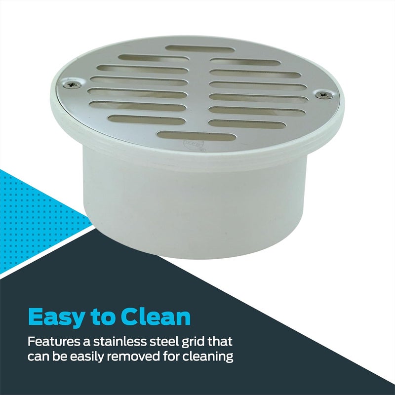 EZFLO 3 Inch x 4 Inch PVC General Purpose Drain with Stainless Steel Strainer, 15322 - Image 5